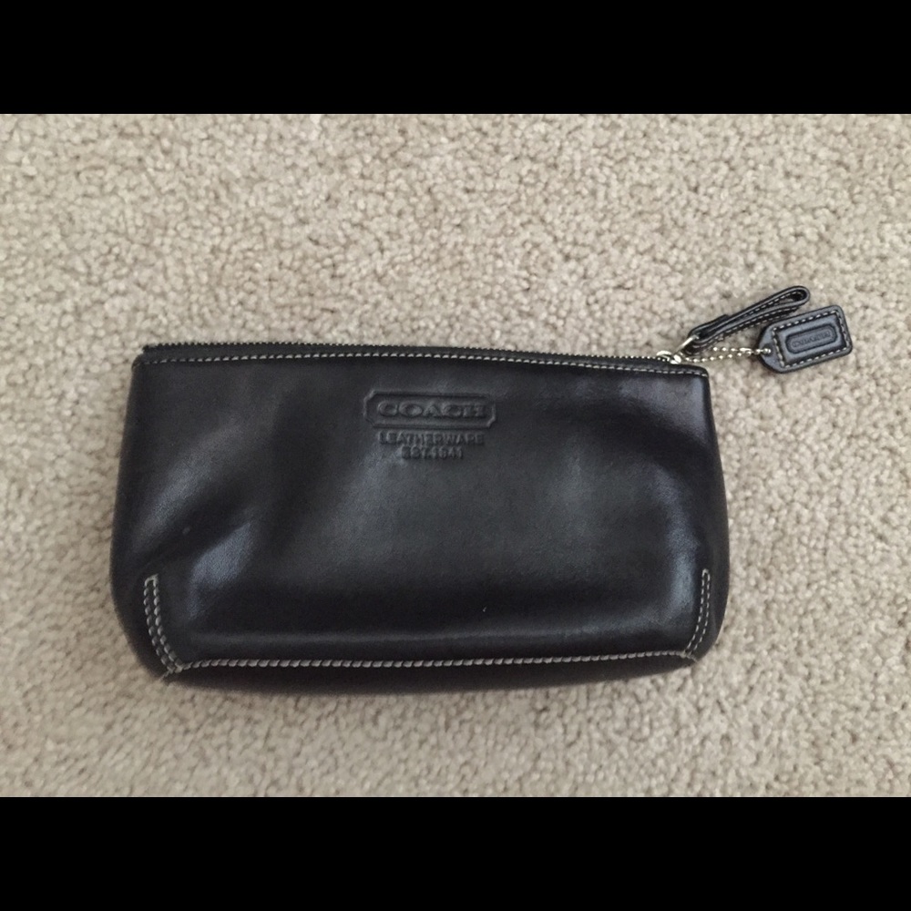 Black Leather COACH Cosmetic Bag